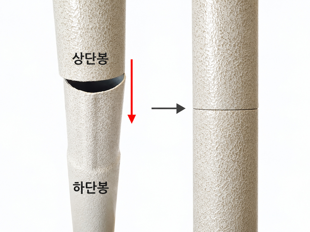 기둥 조립설명서 상단봉과 하단봉 결합